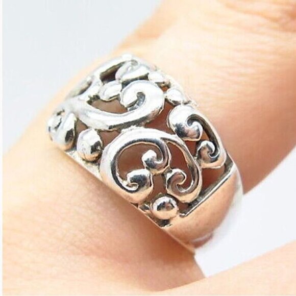 STERLING SILVER 925 Vintage Swirl Ring Size 8.5 - Picture 4 of 6